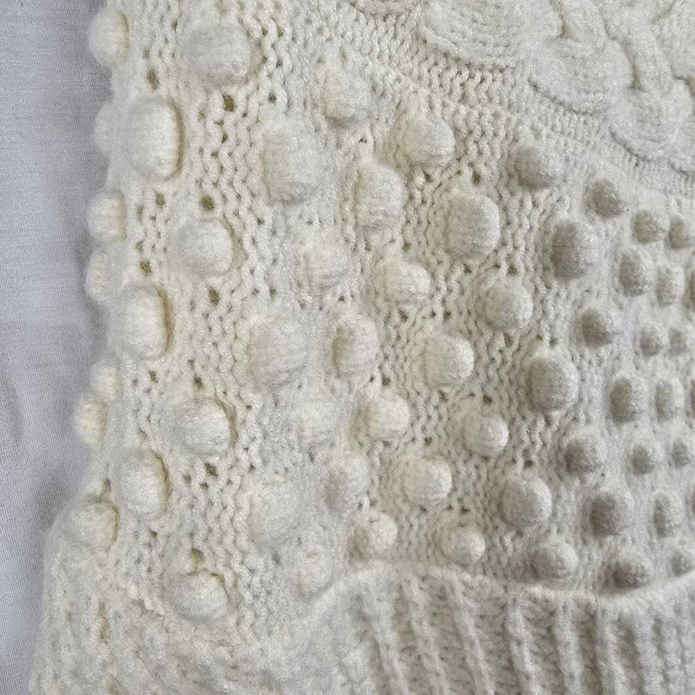 Talbots Chunky Cable Knit Poncho Ivory size XS NWT - Picture 7 of 12